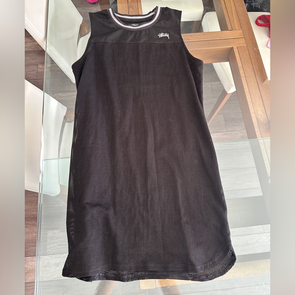 Stussy Black Sleeveless Mesh Mini Dress